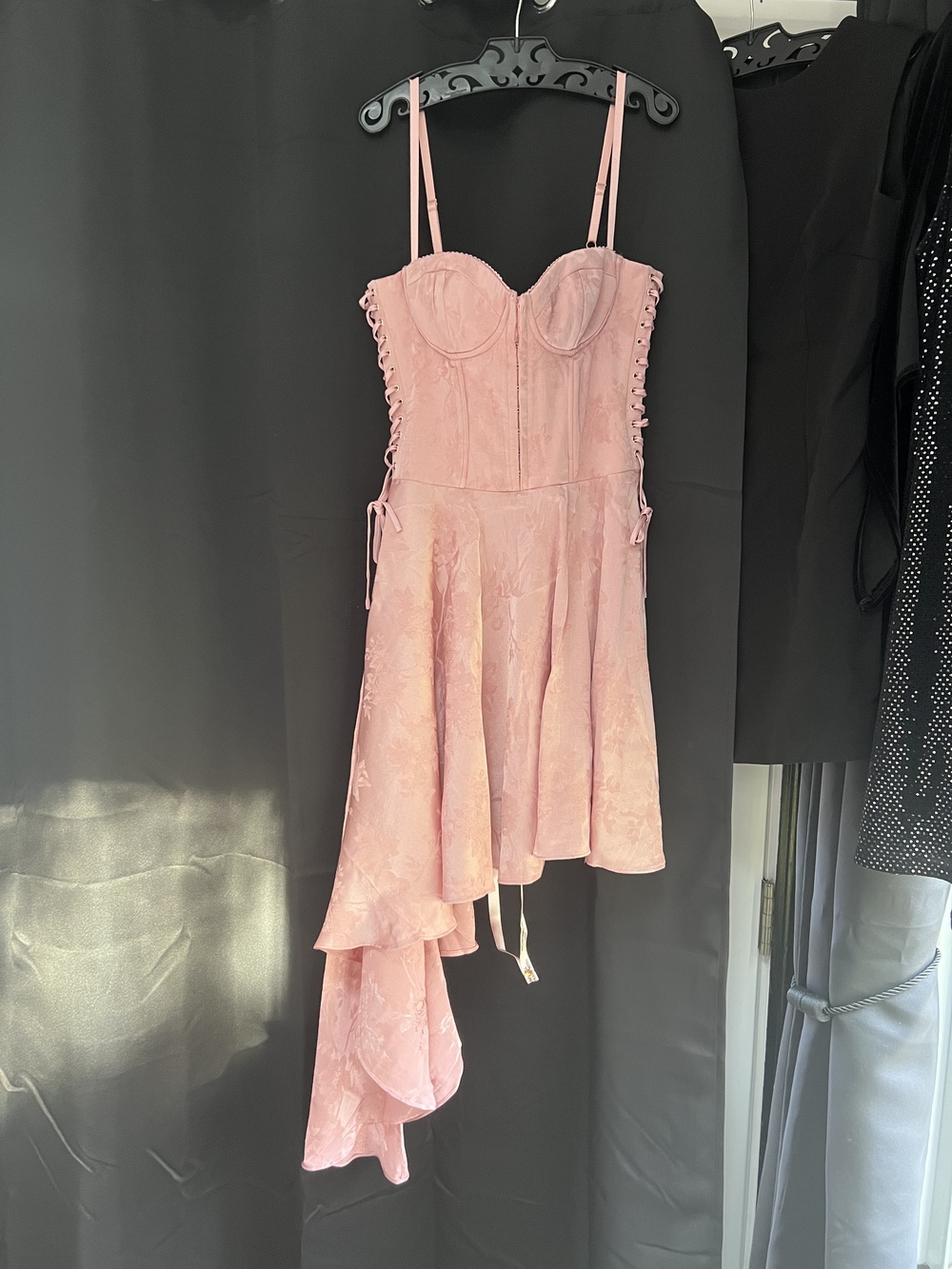 House of CB Lola; Blush Pink Lace-Up Bustier Dress